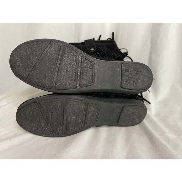 Rampage Fringe Suede Boots Women’s 8M Black Ram-Cammy BOHO Hippie Cosplay Rodeo - Picture 9 of 11